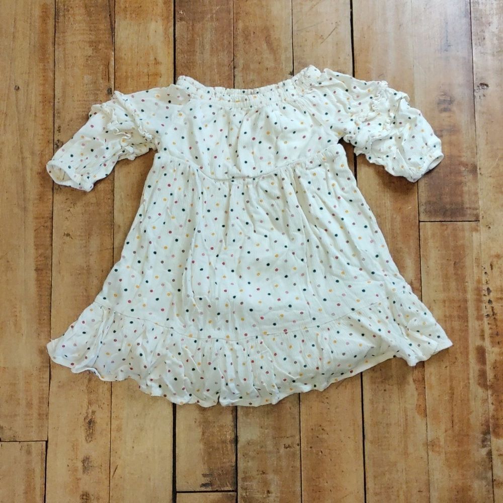 Old Navy dress 3T cotton polka dots rainbow lined spring Easter ruffles